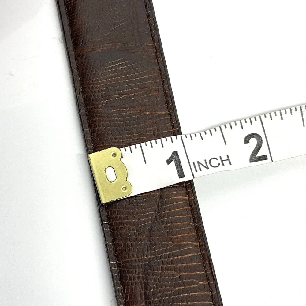 Men's 46 Full Grain Leather Dress Belt Solid Brass Buckle Reptile Style USA Made